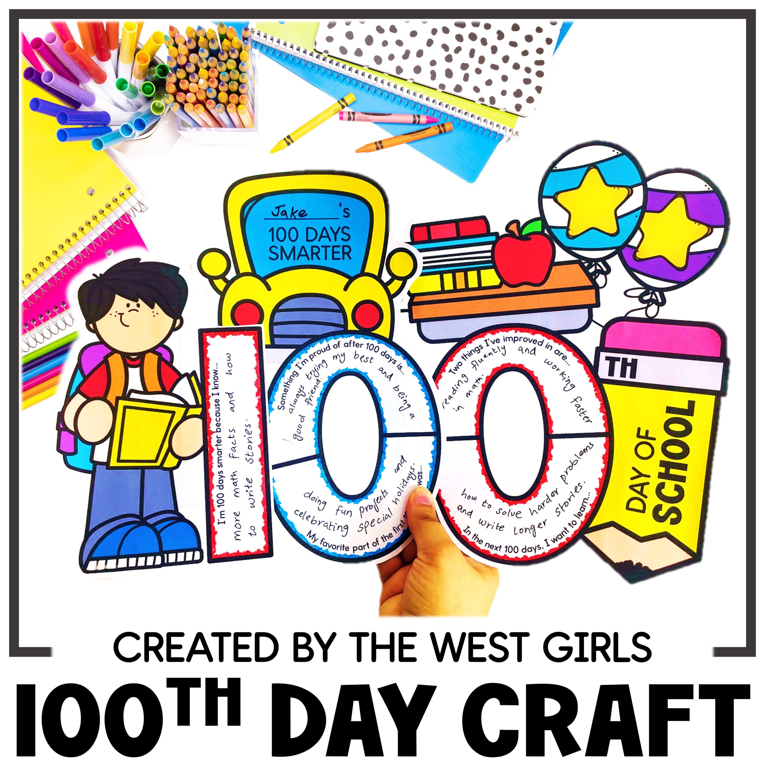 100th Day of School Activities Craft 100 Days Smarter Writing Bulletin Board