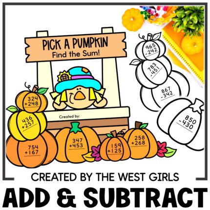 3 Digit Addition and Subtraction With Without Regrouping Pumpkin Math Craft