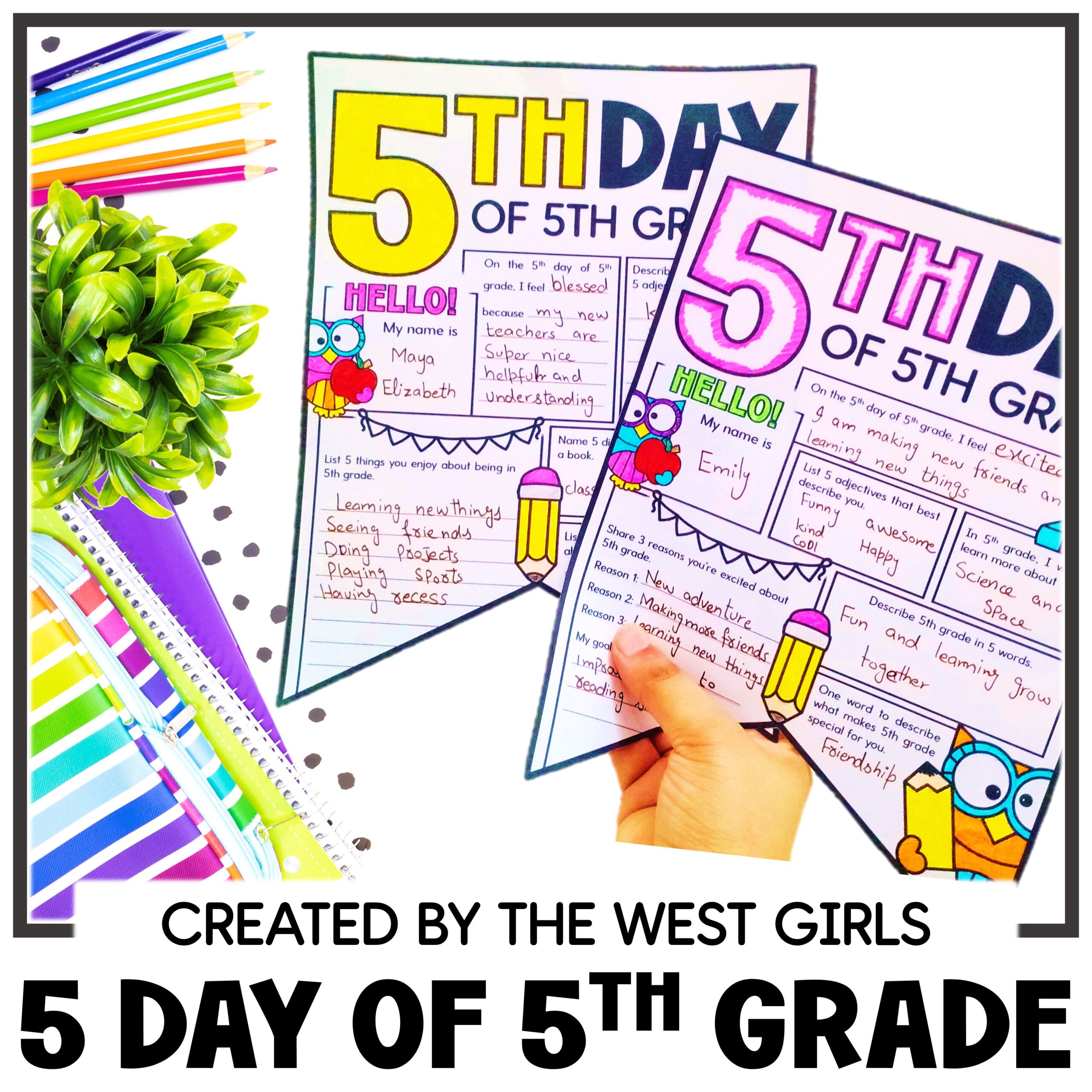 5th Day of 5th Grade Pennant Banner Bulletin Board First Week of School