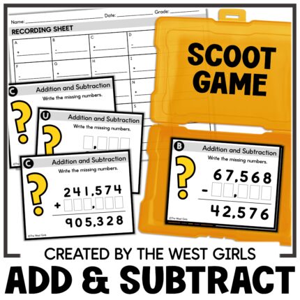 Missing Number Addition and Subtraction Scoot Game 5th Grade Math Centers
