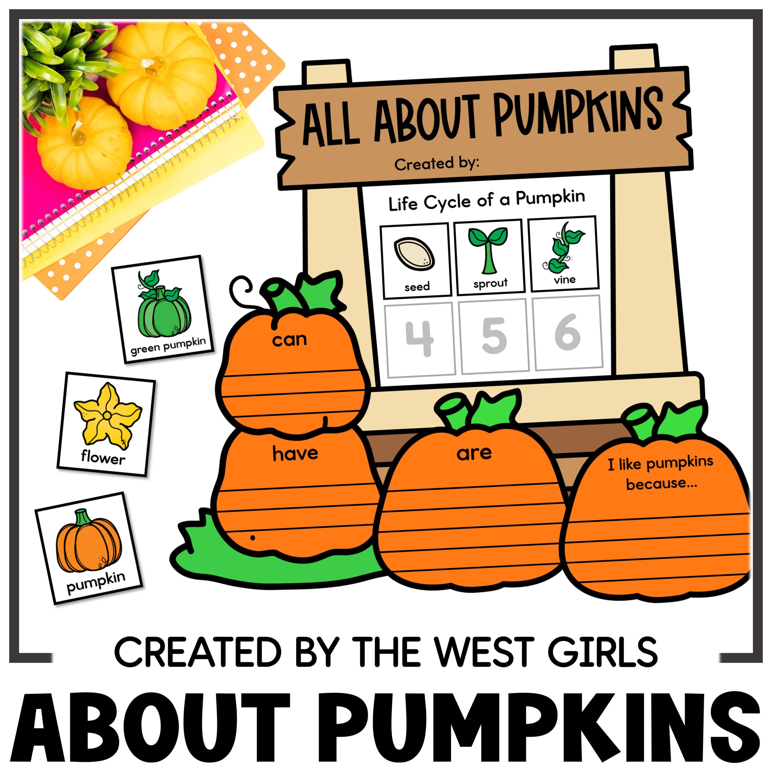 All About Pumpkins Pumpkin Life Cycle Craft October Writing Prompts First Grade