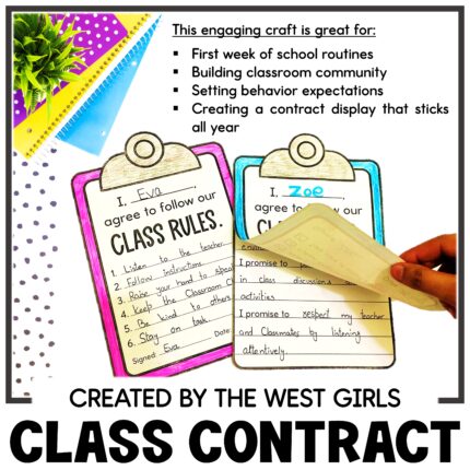 Classroom Rules Contract Back to School Rules Expectations Activity Clipboard