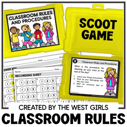 First Day of School Classroom Rules and Procedures Scoot Game Back to School
