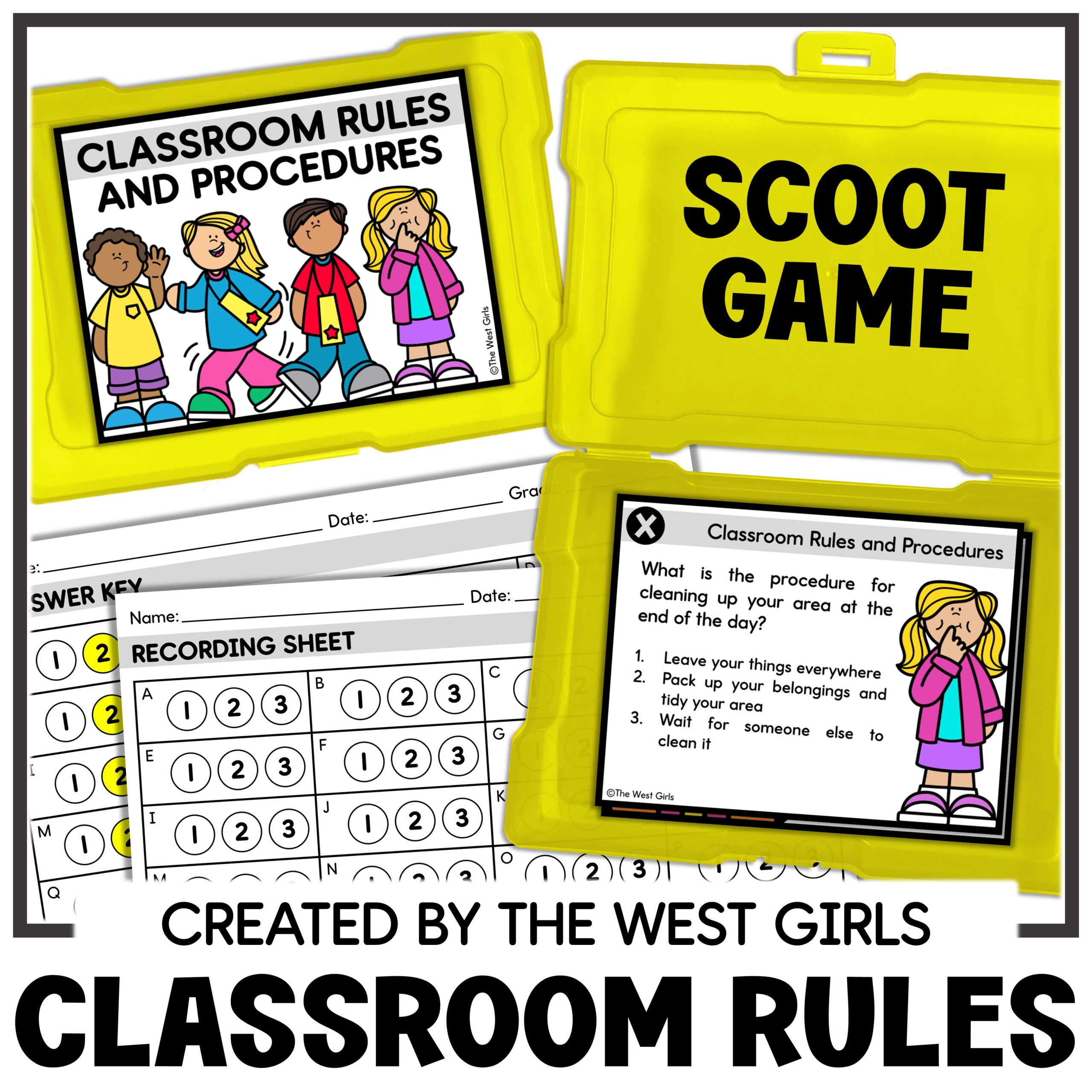 First Day of School Classroom Rules and Procedures Scoot Game Back to School