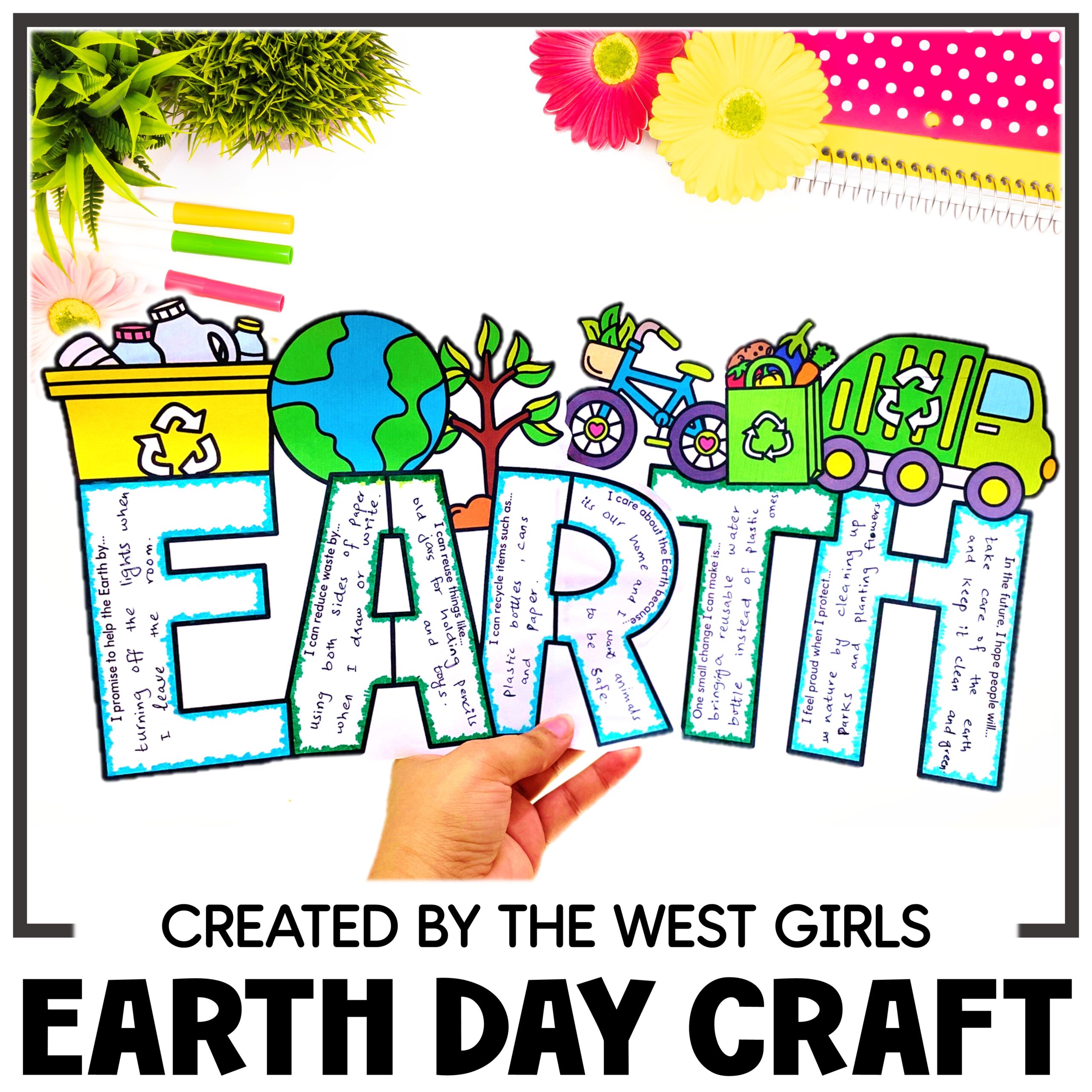 Earth Day Art Project Craft Writing Prompts Bulletin Board 3rd 4th 5th 6th Grade