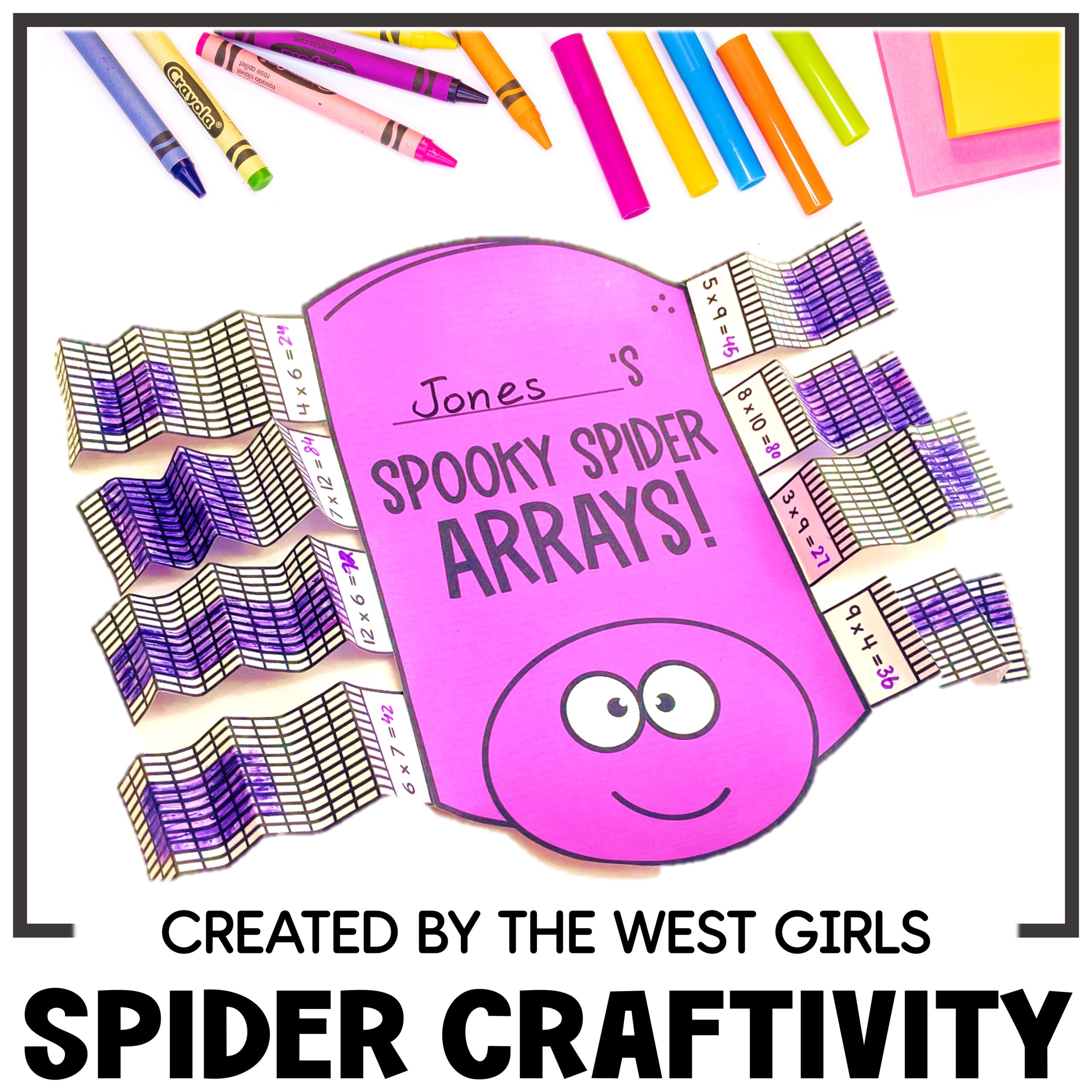 Halloween Math Spider Craft Multiplication Arrays Activities 2nd 3rd 4th Grade