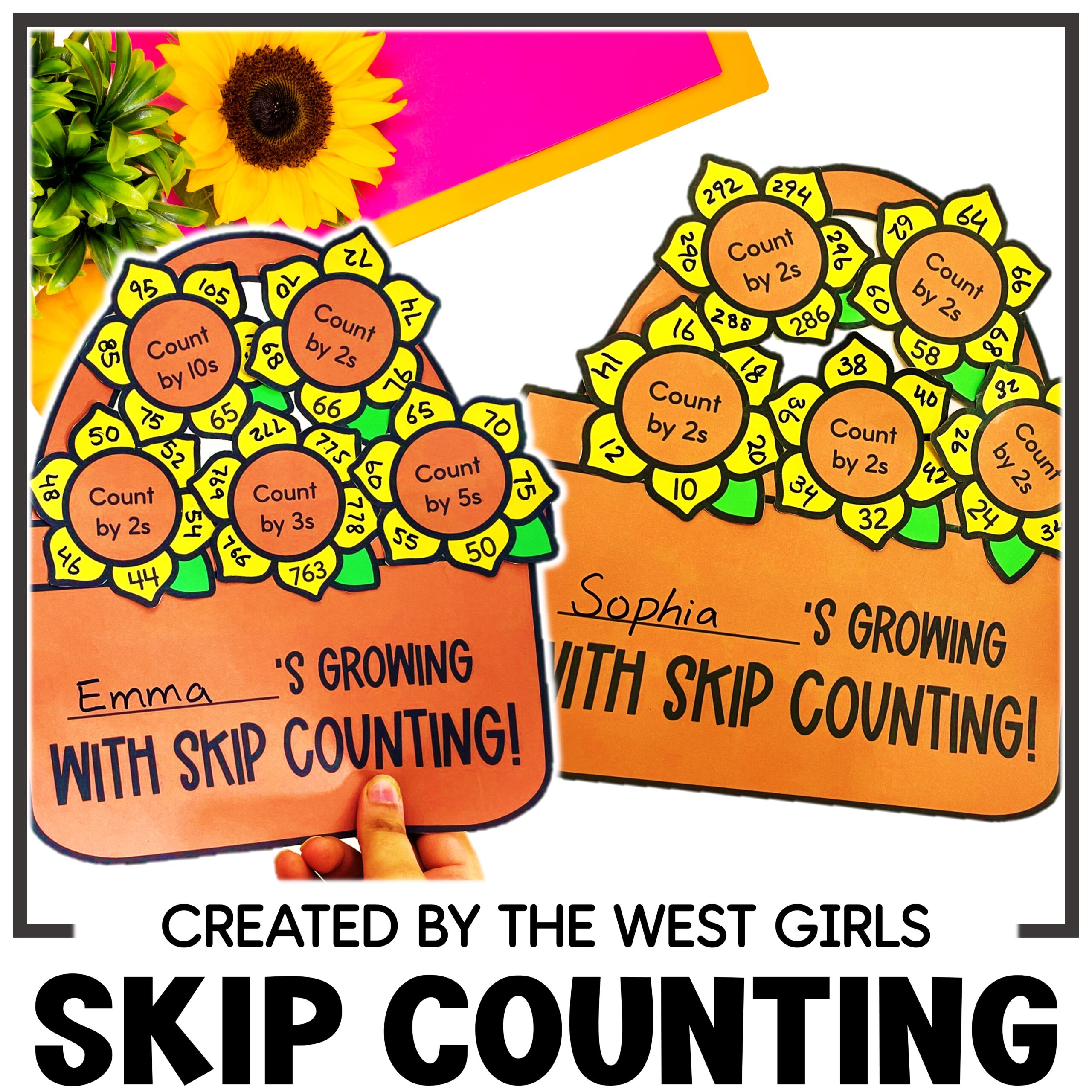 Skip Counting Craft by 2 3 5 10 Ten From Any Number Sunflower Thanksgiving Math