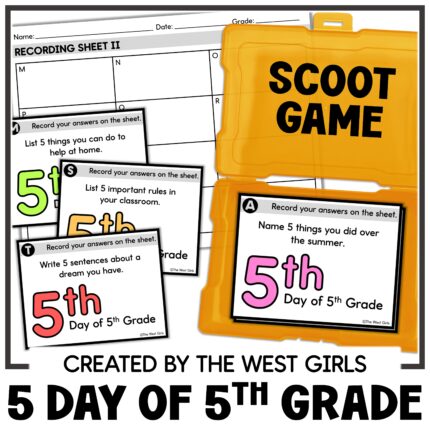 5th Day of 5th Grade Scoot Game First Week of School Activities