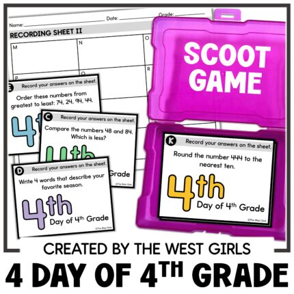 Fourth 4th Day of 4th Fourth Grade Scoot Game First Week of School