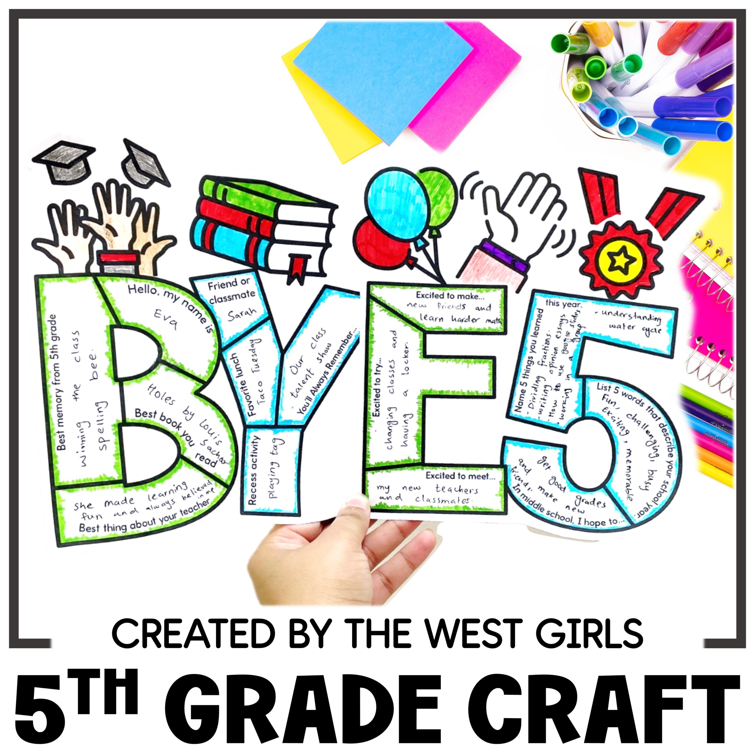 End of the Year Craft Goodbye 5th Grade Last Day Week of School Activities