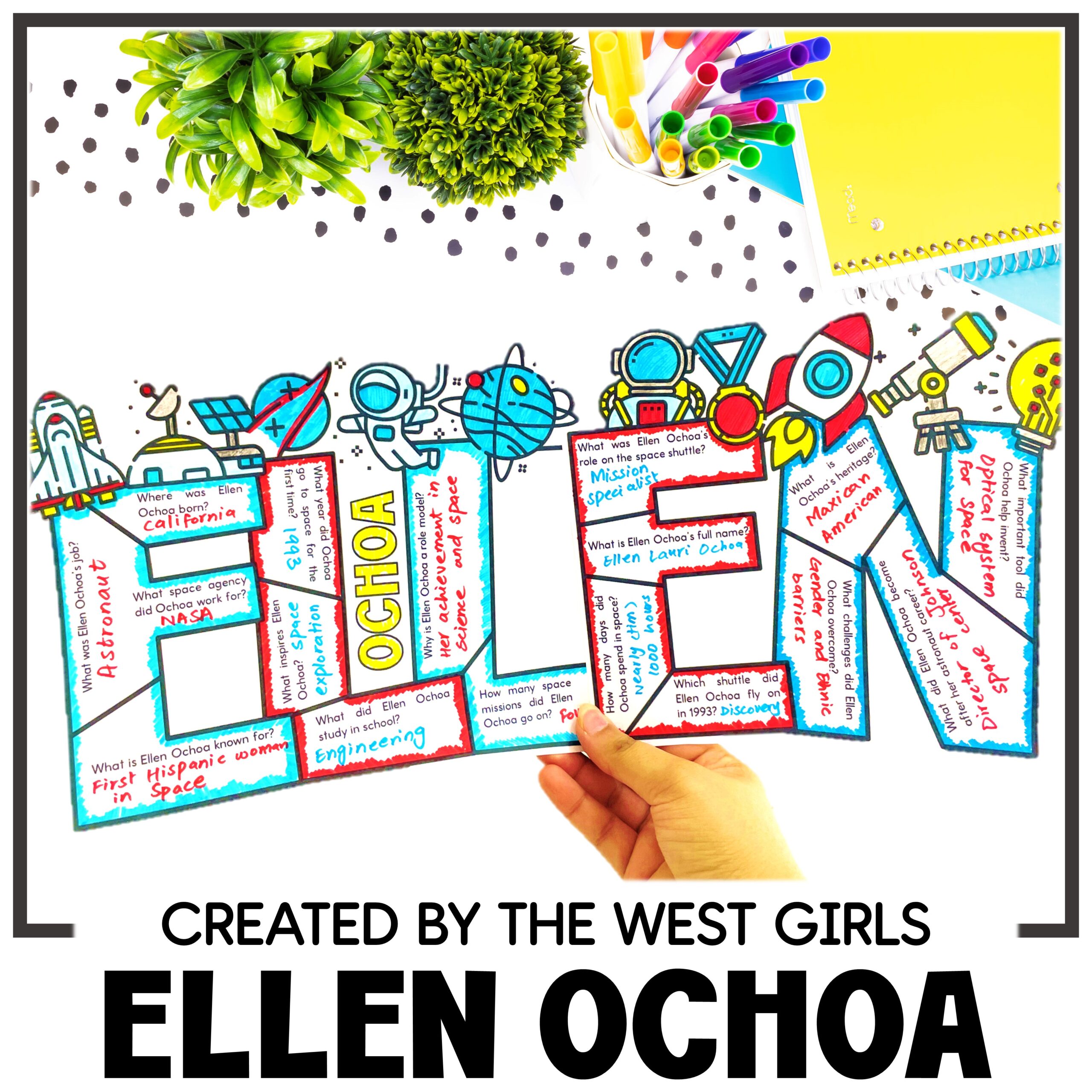 Hispanic Heritage Month Craft Looking Up to Ellen Ochoa Assessment Activities