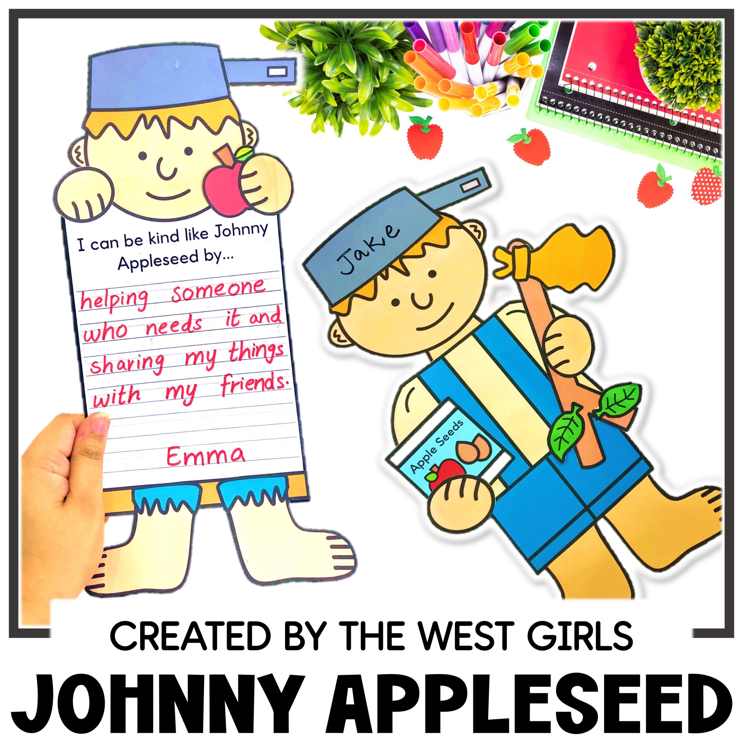Johnny Appleseed Day Craft Activities Kindergarten Writing Coloring 1st Grade
