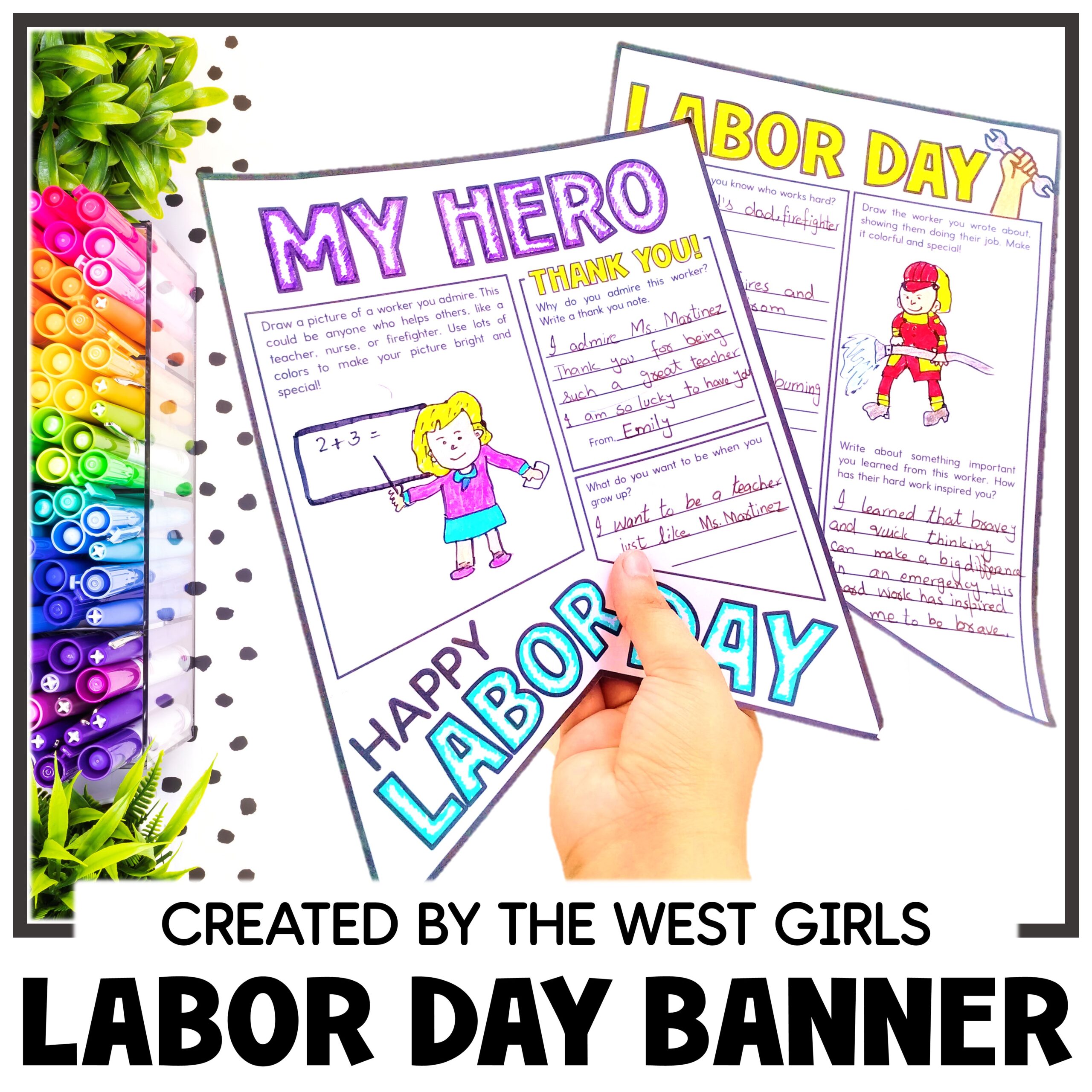 Labor Day Writing Activities Pennant Banner Bulletin Board Flash Freebie