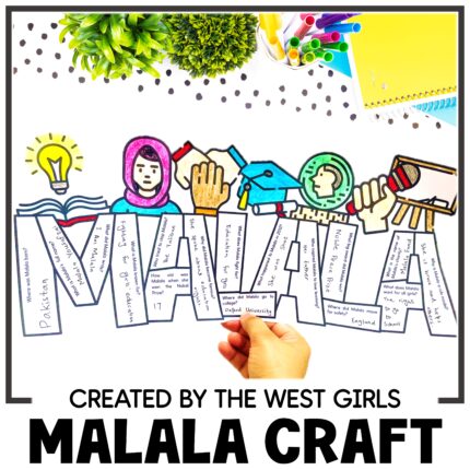 I Am Malala Yousafzai Writing Bulletin Board Craft Women's History Month