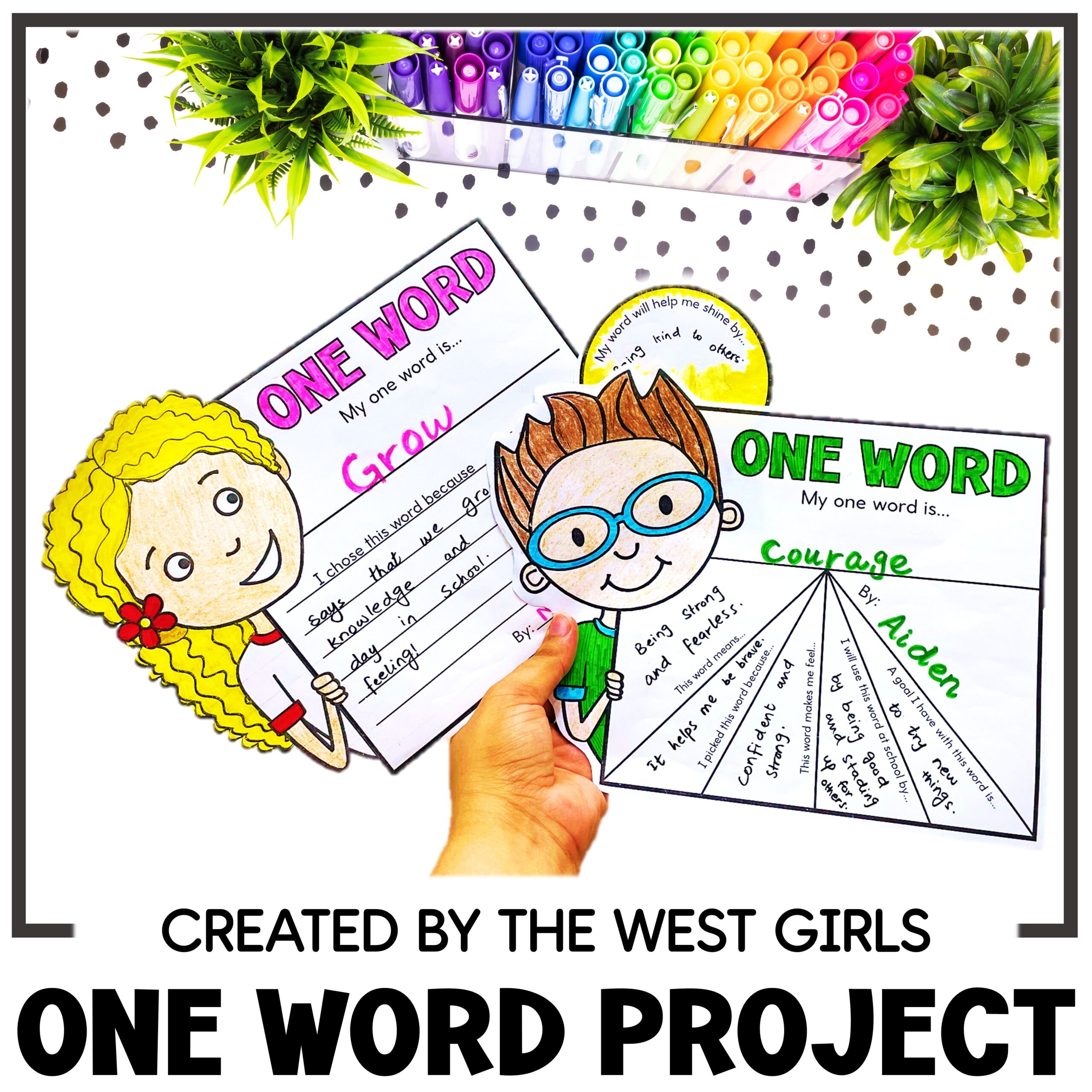 One Word Writing and Art Project Kids Book Back to School Goal Setting Activity