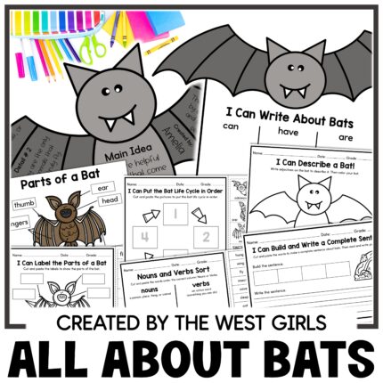All About Bats Halloween Craft Template Label Parts Life Cycle of a Bat