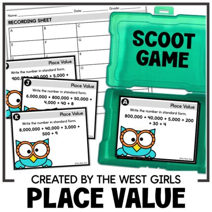 Place Value Scoot Game Expanded and Standard Form Task Cards 4th 5th Grade