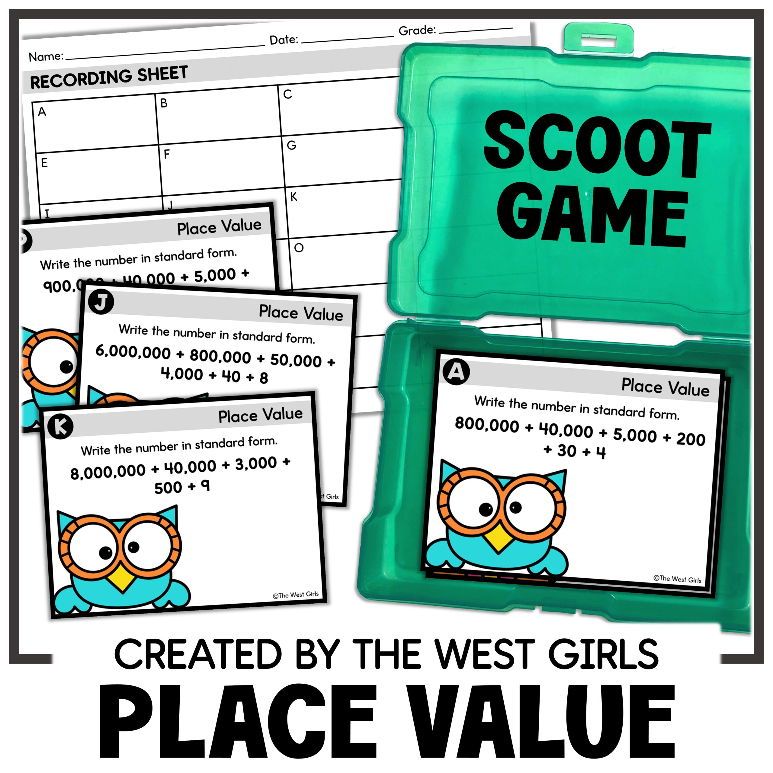 Place Value Scoot Game Expanded and Standard Form Task Cards 4th 5th Grade