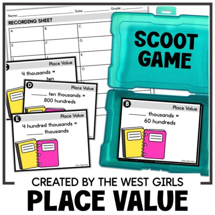 Place Value Scoot Unit Conversions from Tens to Millions Math Centers 5th Grade
