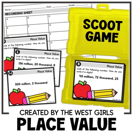 Place Value Scoot Words to Digits Ones to Millions 5th Grade Math Review