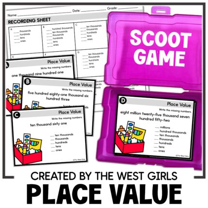 Identify the Place Value of Number Words Scoot Ones to Millions 5th Grade