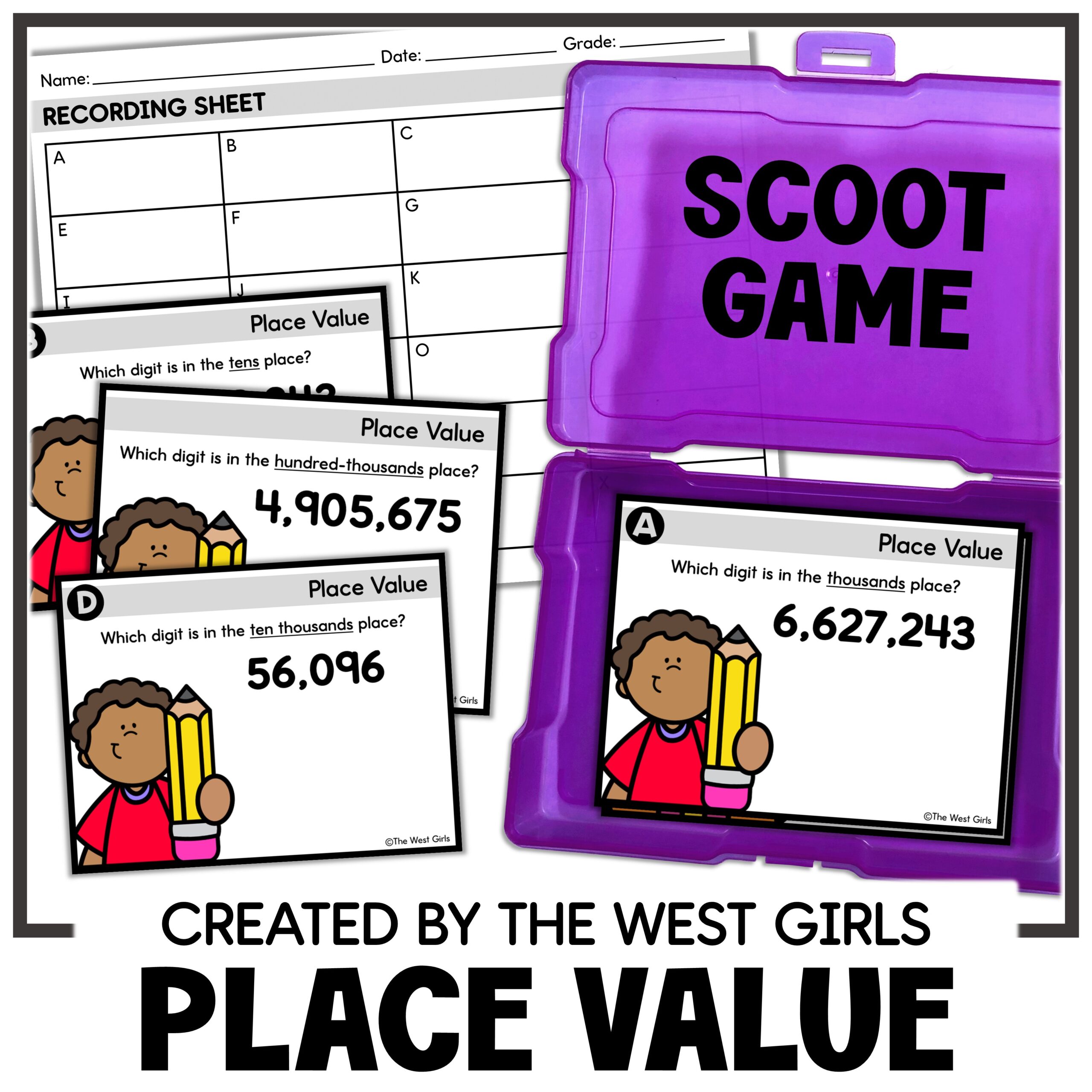 Identifying the Digit's Place Value Ones to Millions Scoot 5th Grade Math Review