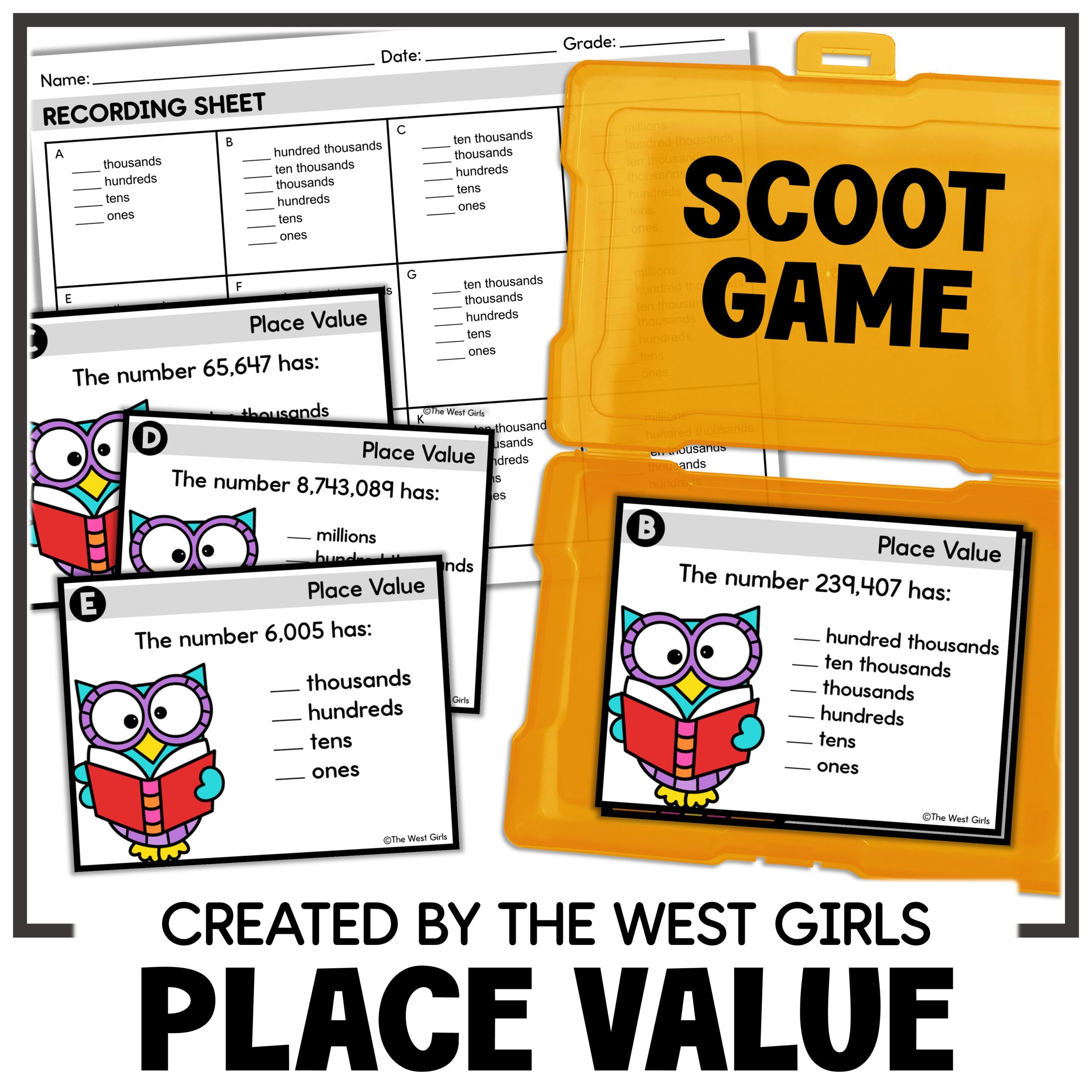 Place Value of a Digit Ones to Millions Scoot 5th Grade Math Review