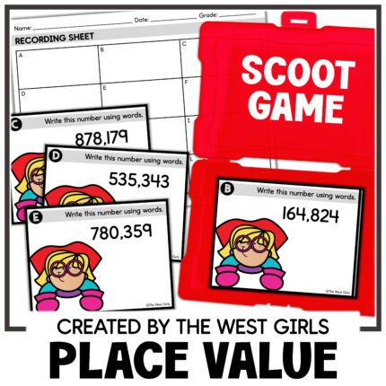 Standard Form to Word Form Place Value Scoot Math Centers 4th 5th Grade