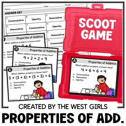 Properties of Addition Scoot Game 5th Grade Math Centers Activities