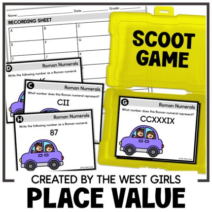Roman Numerals Scoot Game Math Centers 4th and 5th Grade