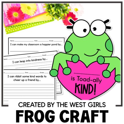March Spring Kindness Bulletin Board Frog Craft Template Cut and Paste