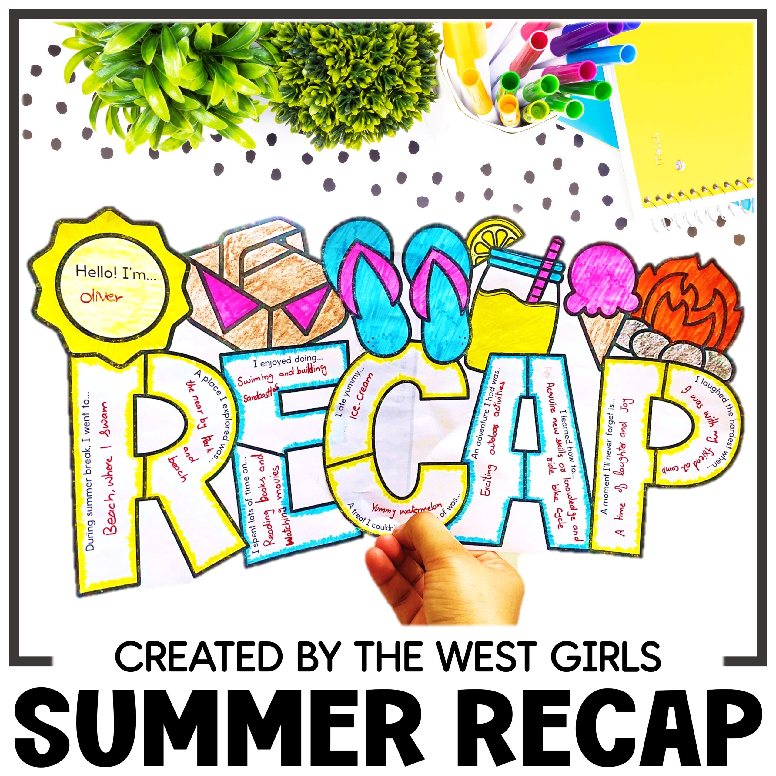 Summer Recap Reflection First Day Week of School Activities 3rd 4th 5th Grade