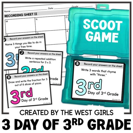 Third 3rd Day of 3rd Third Grade Task Cards Scoot Game First Week of School Fun