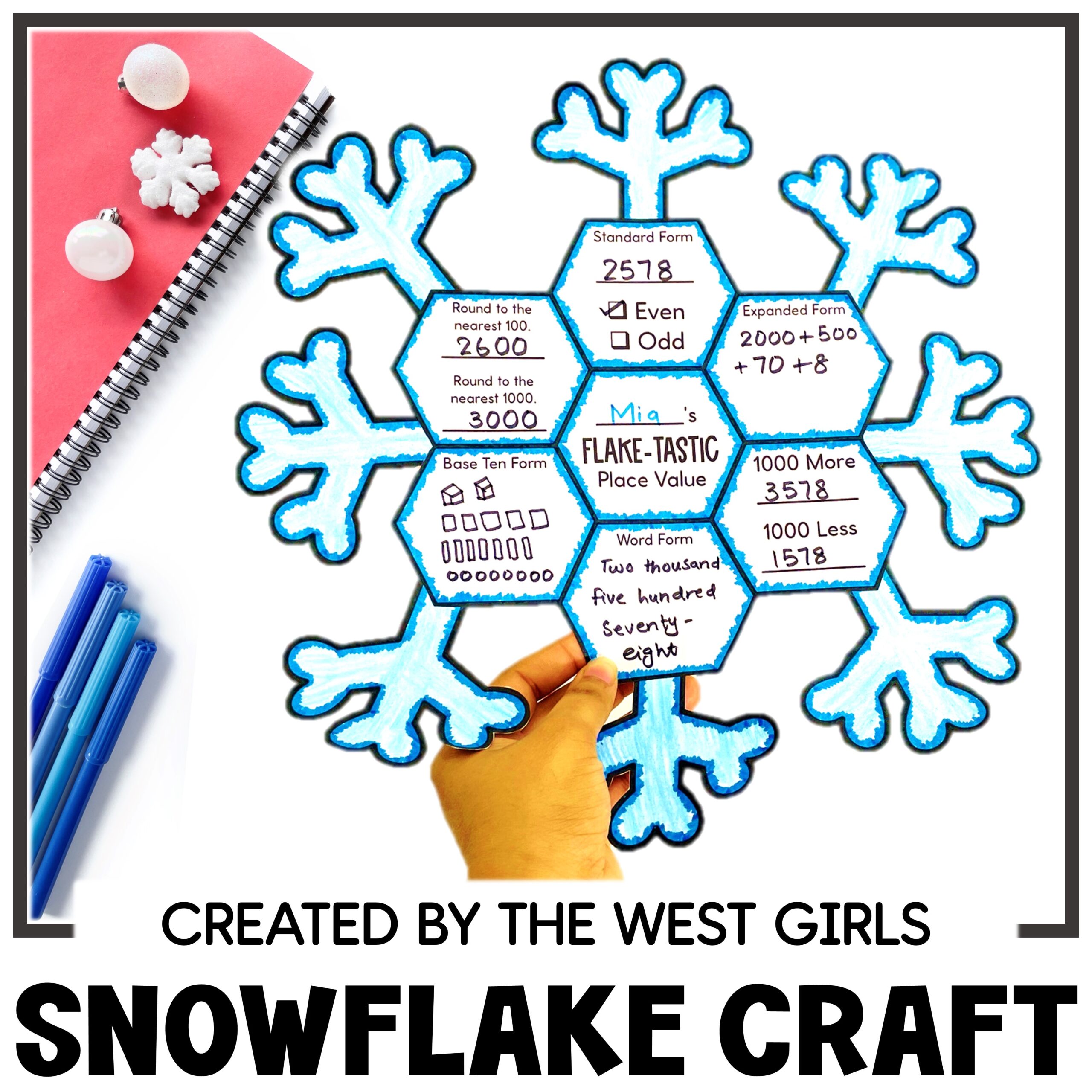 Winter Place Value Craft Snowflake Math Activity Bulletin Board Activities